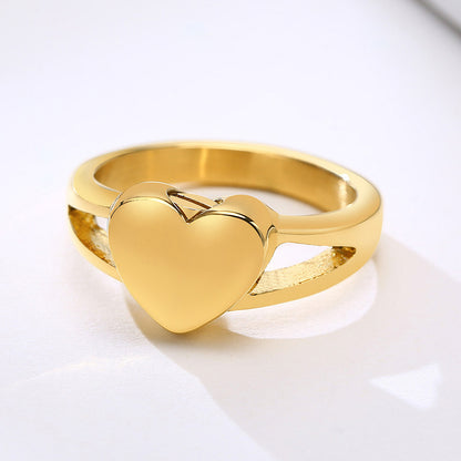 Love titanium steel heart-shaped urn casting ring that can be opened for women's pet rings in gold