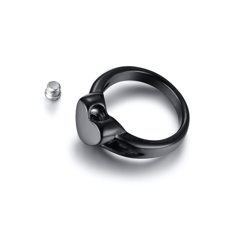 Love titanium steel heart-shaped urn casting ring that can be opened for women's pet rings in gold