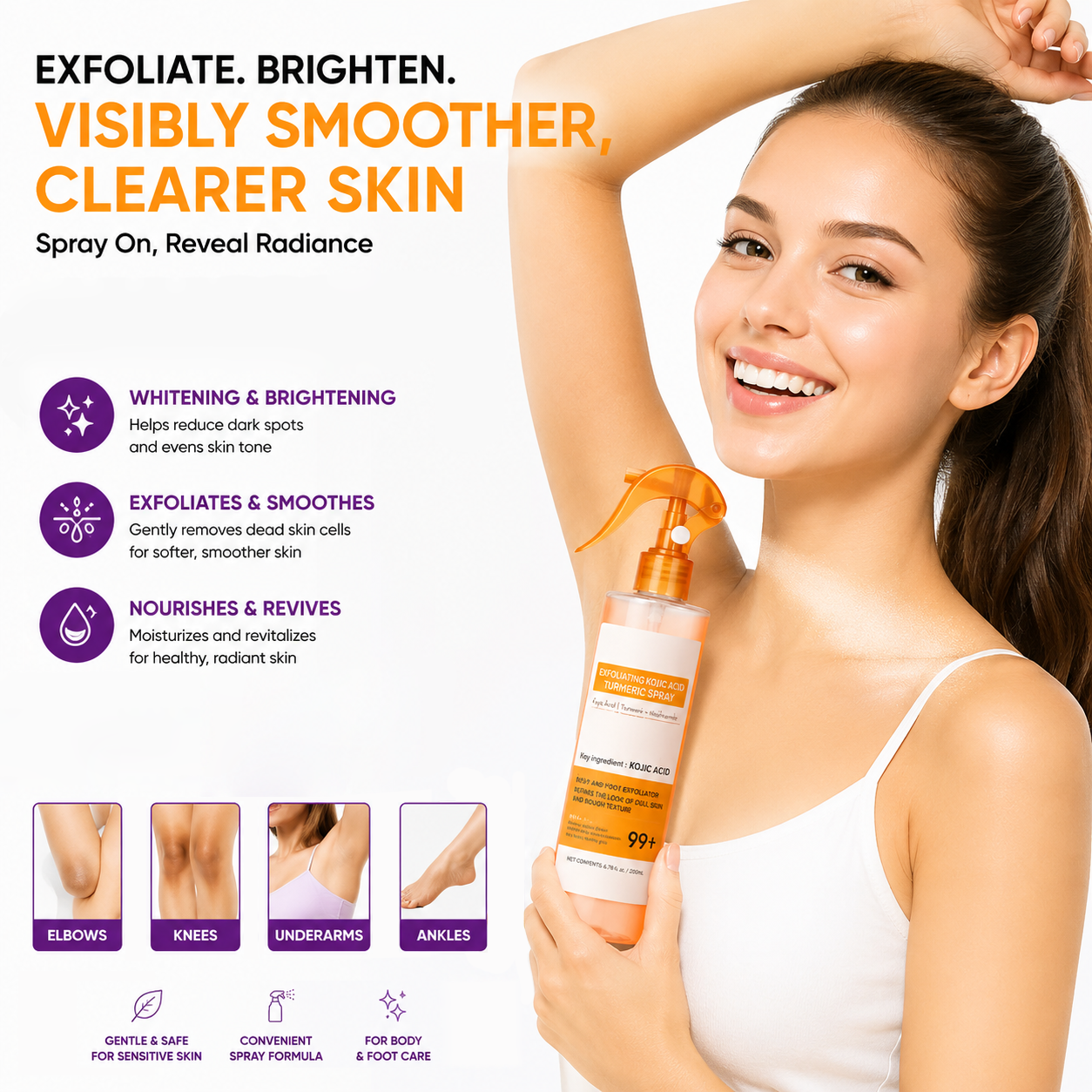 ⚡ Flash Sale | Kojic Acid - Turmeric Exfoliating Body Mist | Smooth Skin & Pore Care