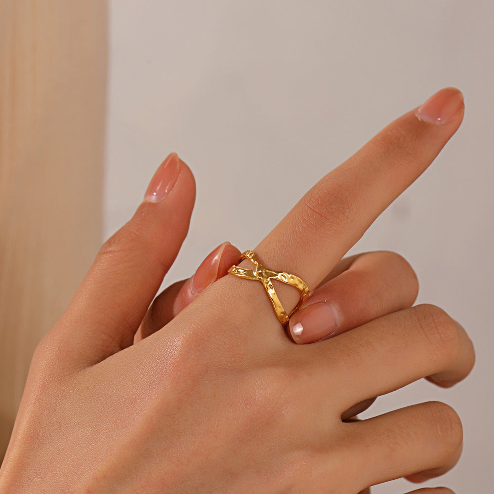 European and American fashion personality simple line cross opening ring