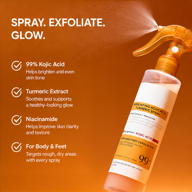 ⚡ Flash Sale | Kojic Acid - Turmeric Exfoliating Body Mist | Smooth Skin & Pore Care